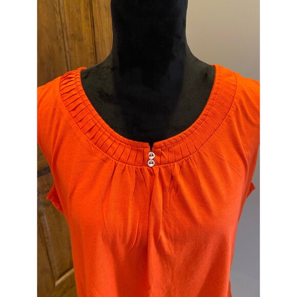 Croft & Barrow  Blouse Plus Size  XL Top Rounded Neckline  Orange Sleeveless - Picture 2 of 7
